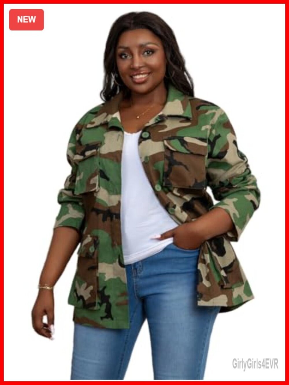 Lightweight Camo Jacket with Pockets Casual Military Cargo Blazer